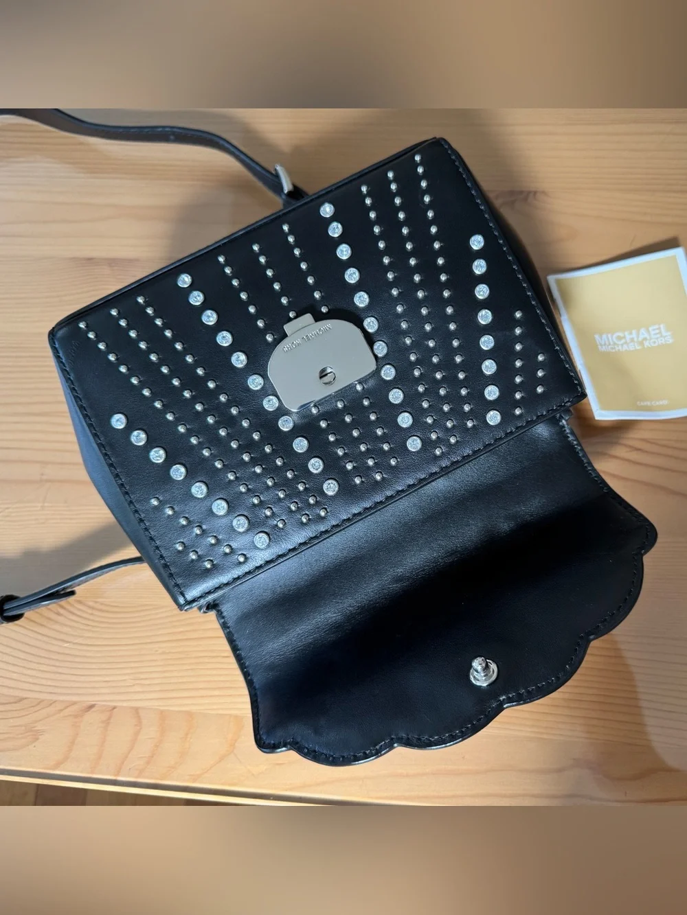Michael Kors Ava Extra Small Studded Crossbody/Shoulder Bag in Black